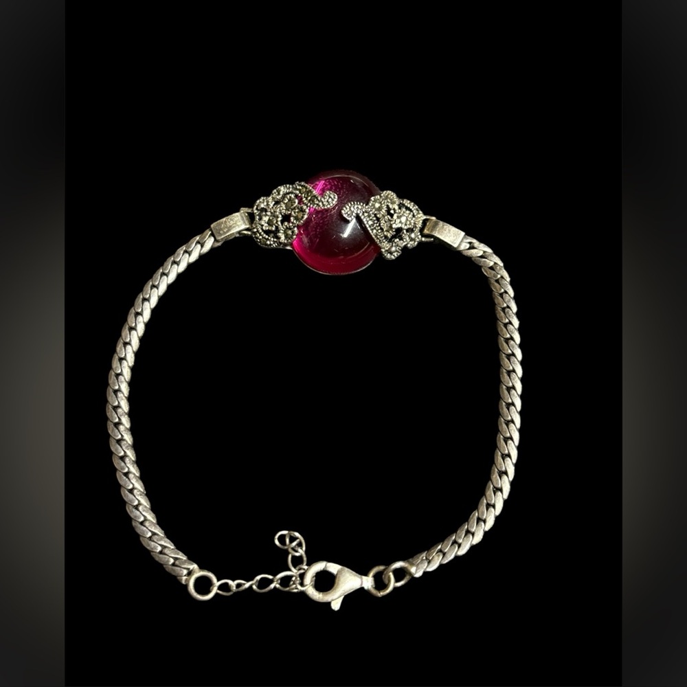 Vintage Sterling 925 silver bracelet with glass stone